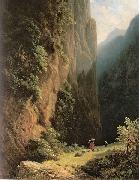 Carl Spitzweg Maherinnen im Gebirge oil